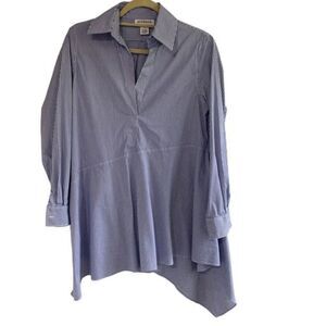 Peck & Peck Asymmetrical shirt Blue Stripe Sz S